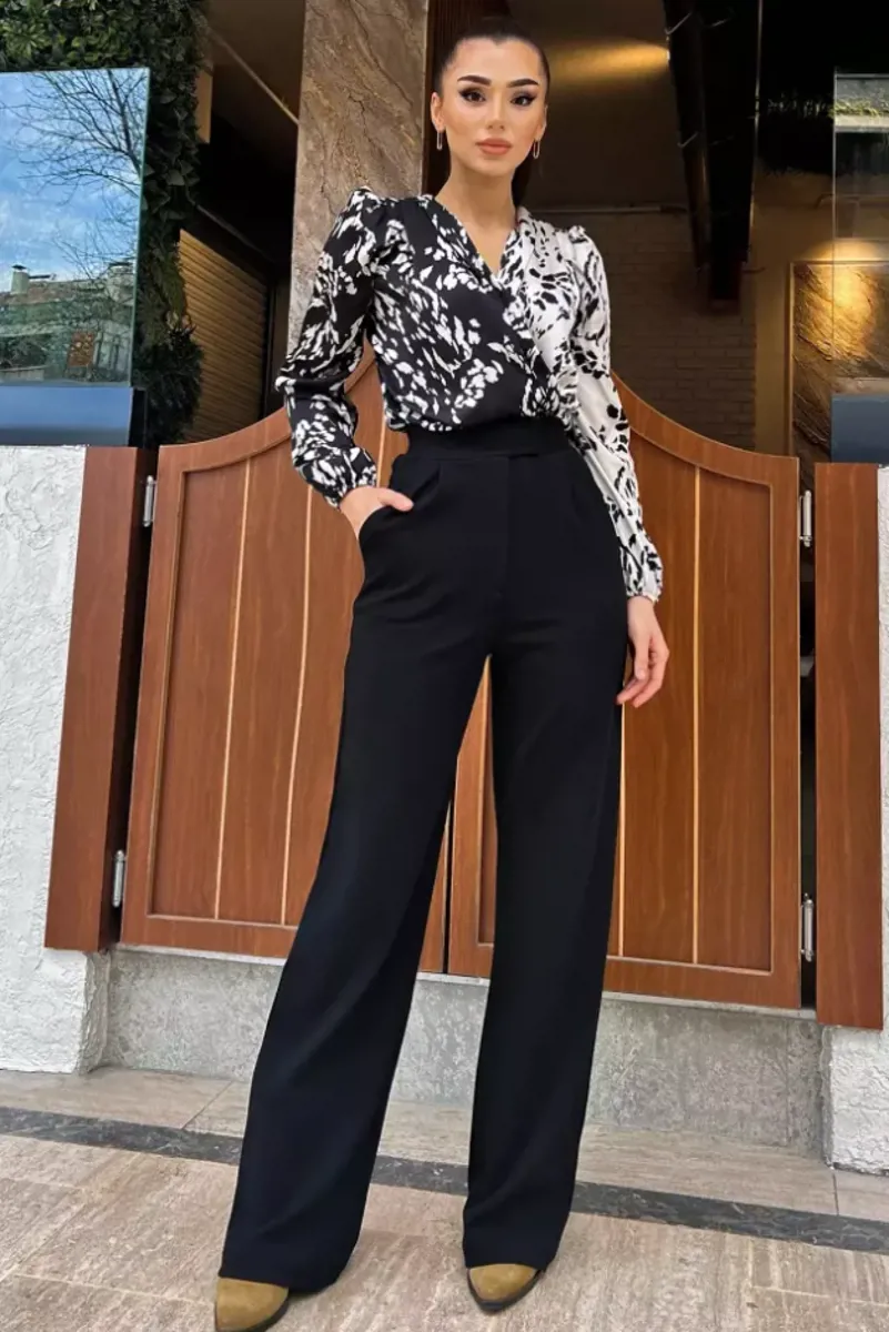 Yüksek Bel Kumaş Pantolon Siyah - Zara - Ürün Görseli 1