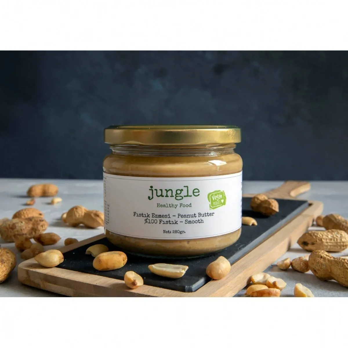 Katkısız Fıstık Ezmesi Sade Pürüzsüz  (Smooth) 280gr - JUNGLE - Ürün Görseli 1