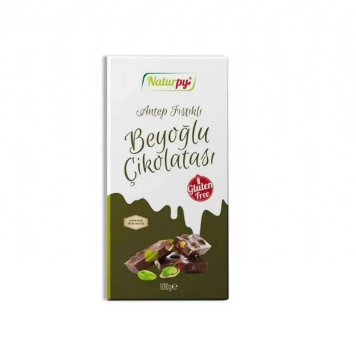 Glutensiz Antep Fıstıklı Beyoğlu Çikolatası 100g - NATURPY - Ürün Görseli 1