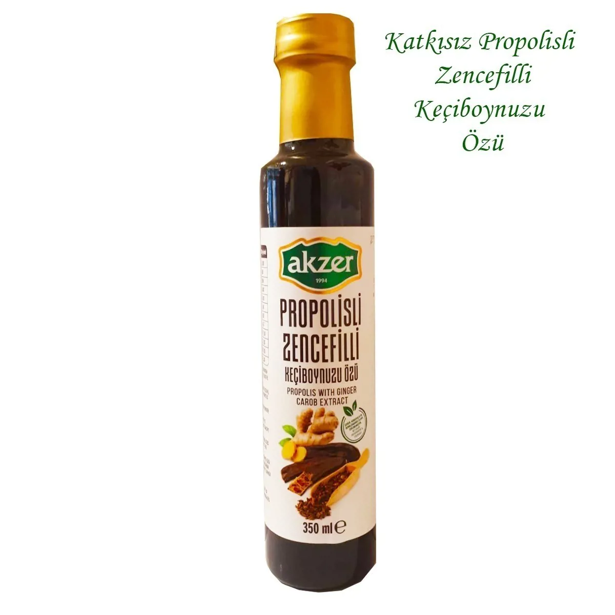 PROPOLİSLİ ZENCEFİLLİ KEÇİBOYNUZU ÖZÜ 350ML - AKZER - Ürün Görseli 1
