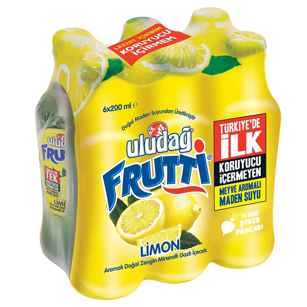 Uludağ Frutti Limon Aromalı Gazlı İçecek 200 Ml x 6 lı
