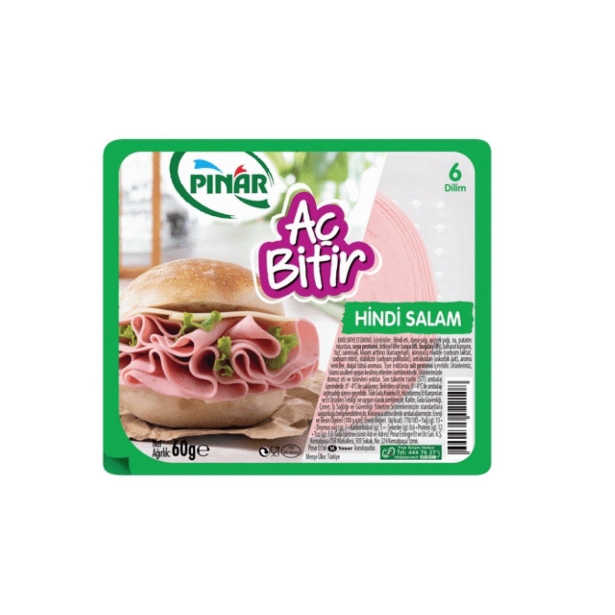 Pınar Salam Hindi Büyük Dilim Aç Bitir 60 Gr