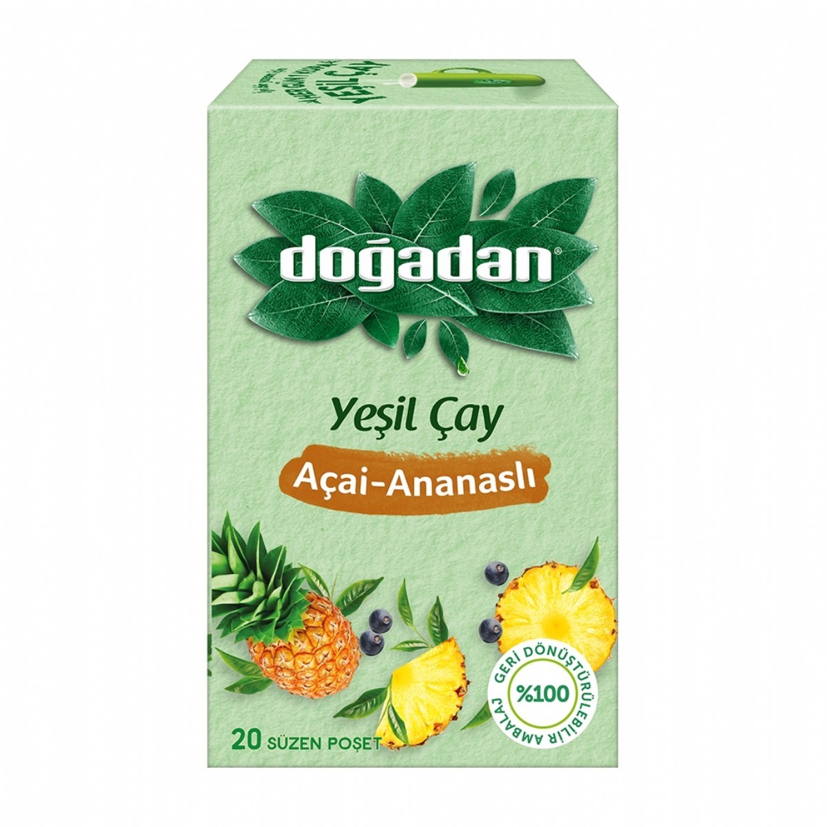 Doğadan Açai Ananaslı Bardak Poşet Yeşil Çay 20'li