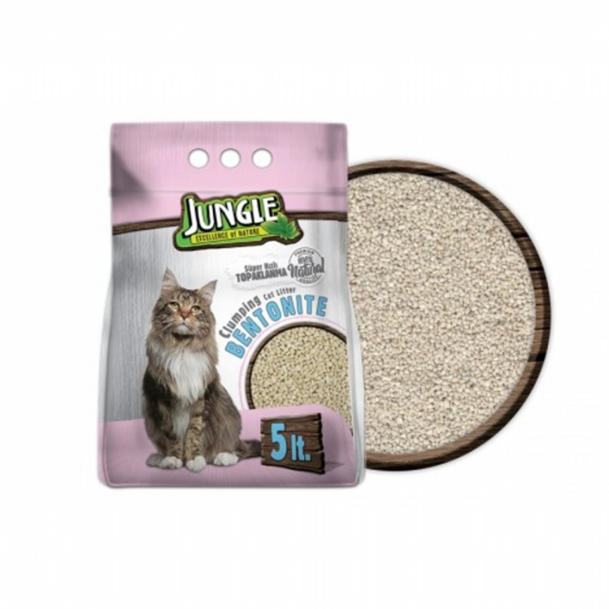 Jungle Bentonit İnce Natural Kedi Kumu 5 Lt