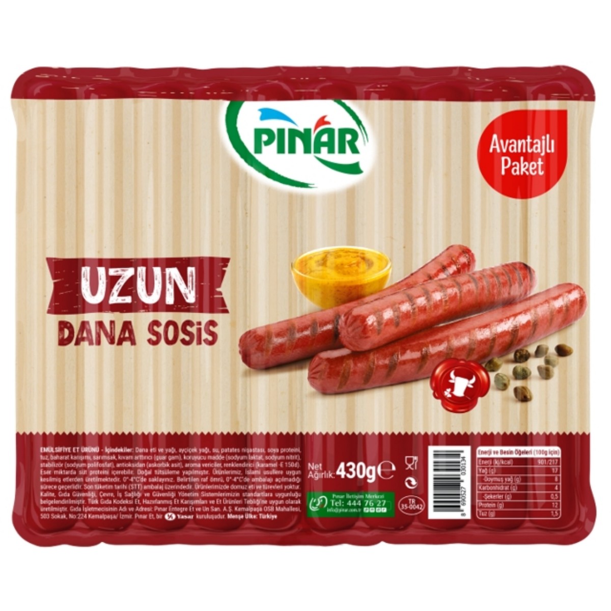 Pınar Dana Sosis 430 Gr