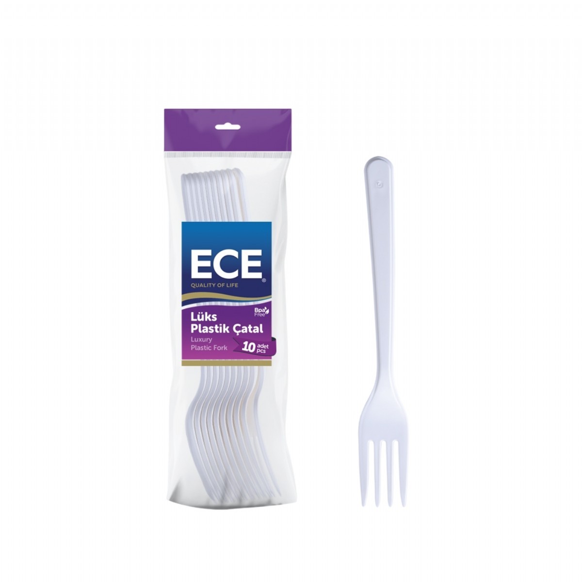 Ece Lüks Plastik Çatal 10'lu