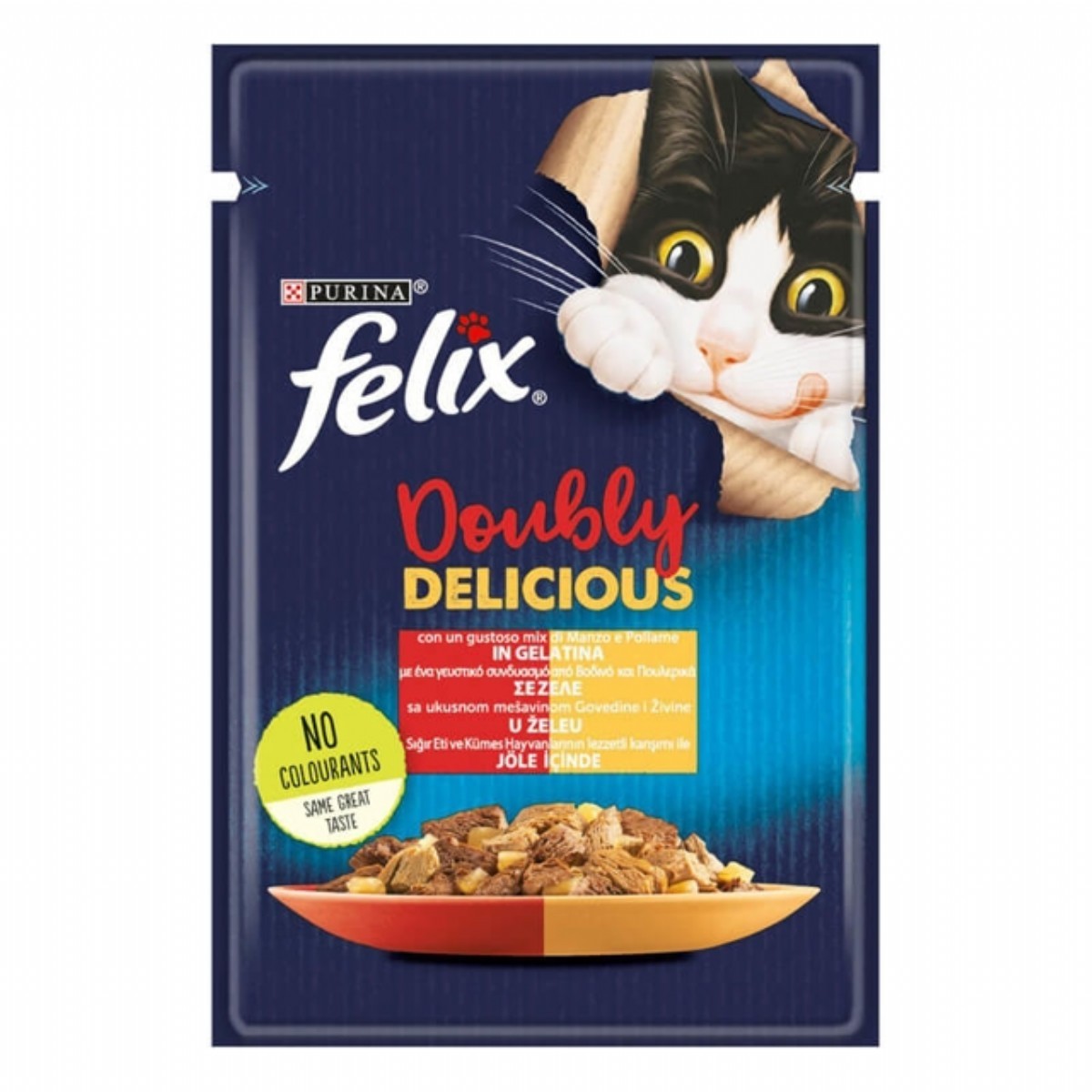 Felix Sığır Etli ve Tavuklu Yaş Kedi Maması 85 Gr