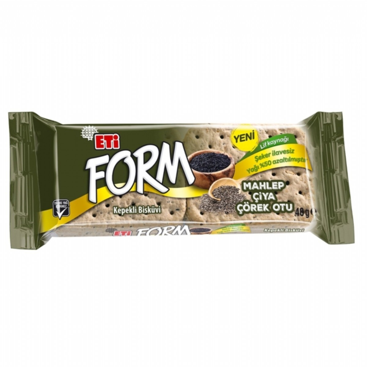 Eti Form Mahlepli, Çiyalı ve Çörek Otlu Kepekli Bisküvi 40 Gr