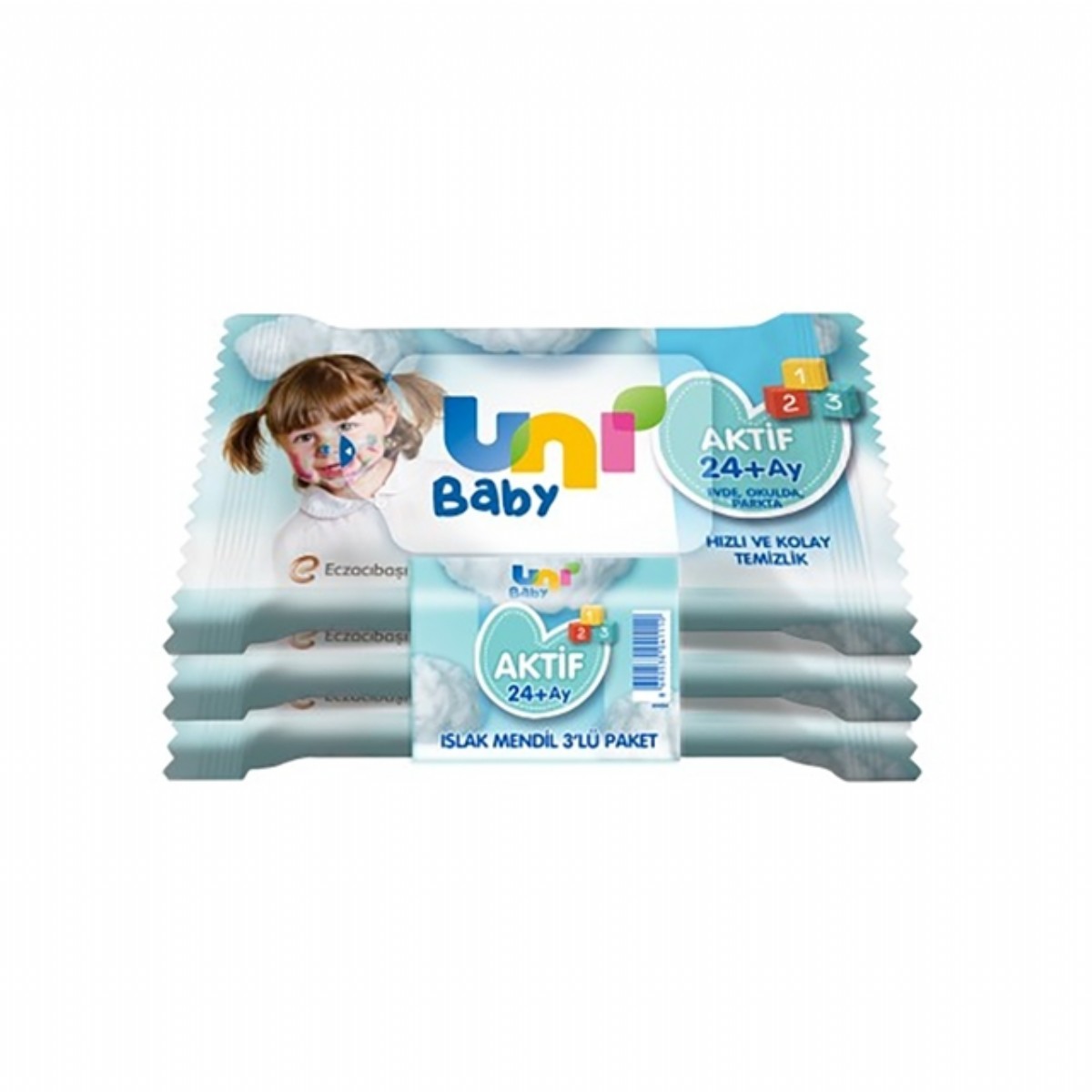 Uni Baby Aktif Hızlı ve Kolay Temizlik Islak Cep Mendili 3X15