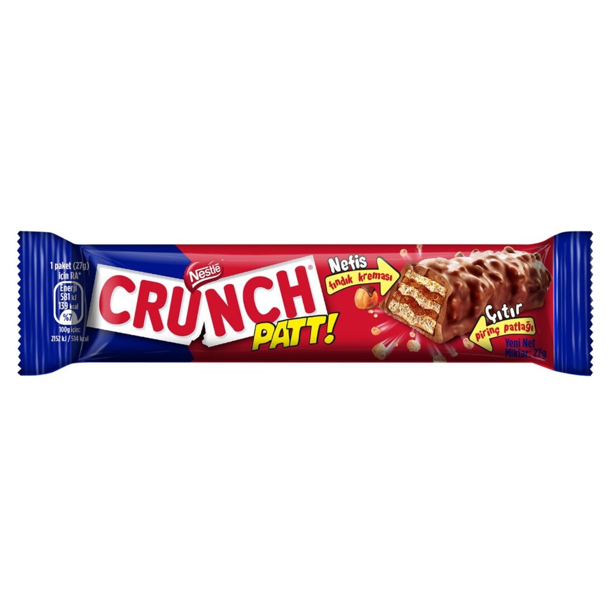 Nestle Crunch Patt Sütlü Çikolatalı Pirinç Patlaklı Gofret 27 Gr