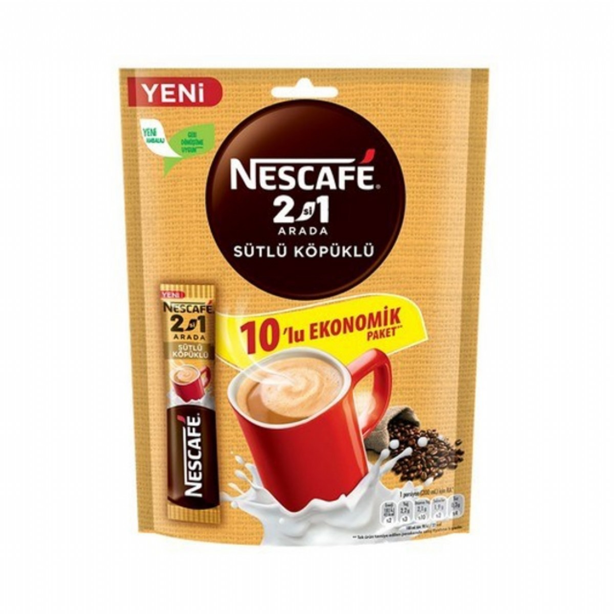 Nescafe 2si1 Arada Sütlü Köpüklü Kahve 10 Gr 10'lu Paket
