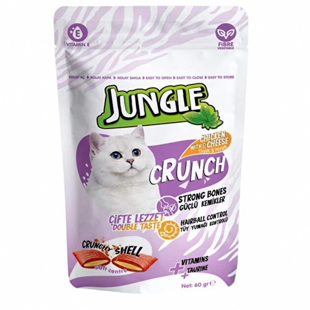 Jungle Crunch Tüy Yumağı Kontrolü ve Güçlü Kemikler Ödül Maması 60 Gr