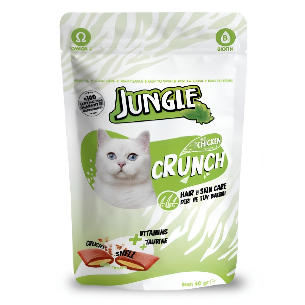 Jungle Crunch Deri & Tüy Bakımı Kedi Ödül Maması 60 Gr