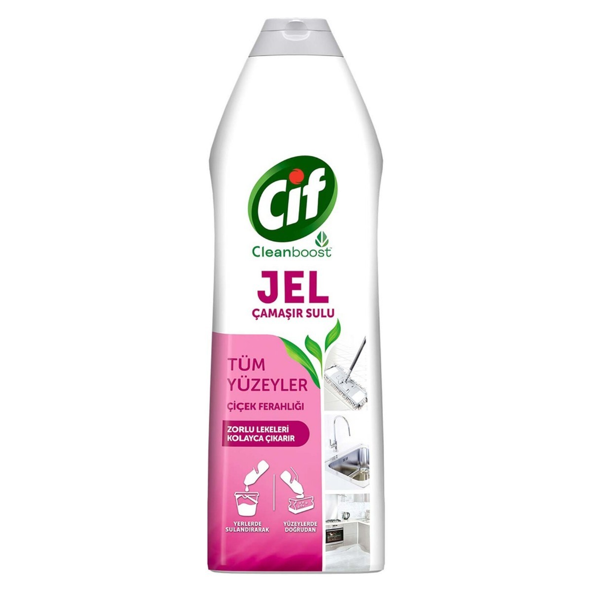 Cif Cleanboost Çiçek Ferahlığı Tüm Yüzeyler İçin Leke Çıkarıcı Çamaşır Sulu Jel Yüzey Temizleyici 750 ML