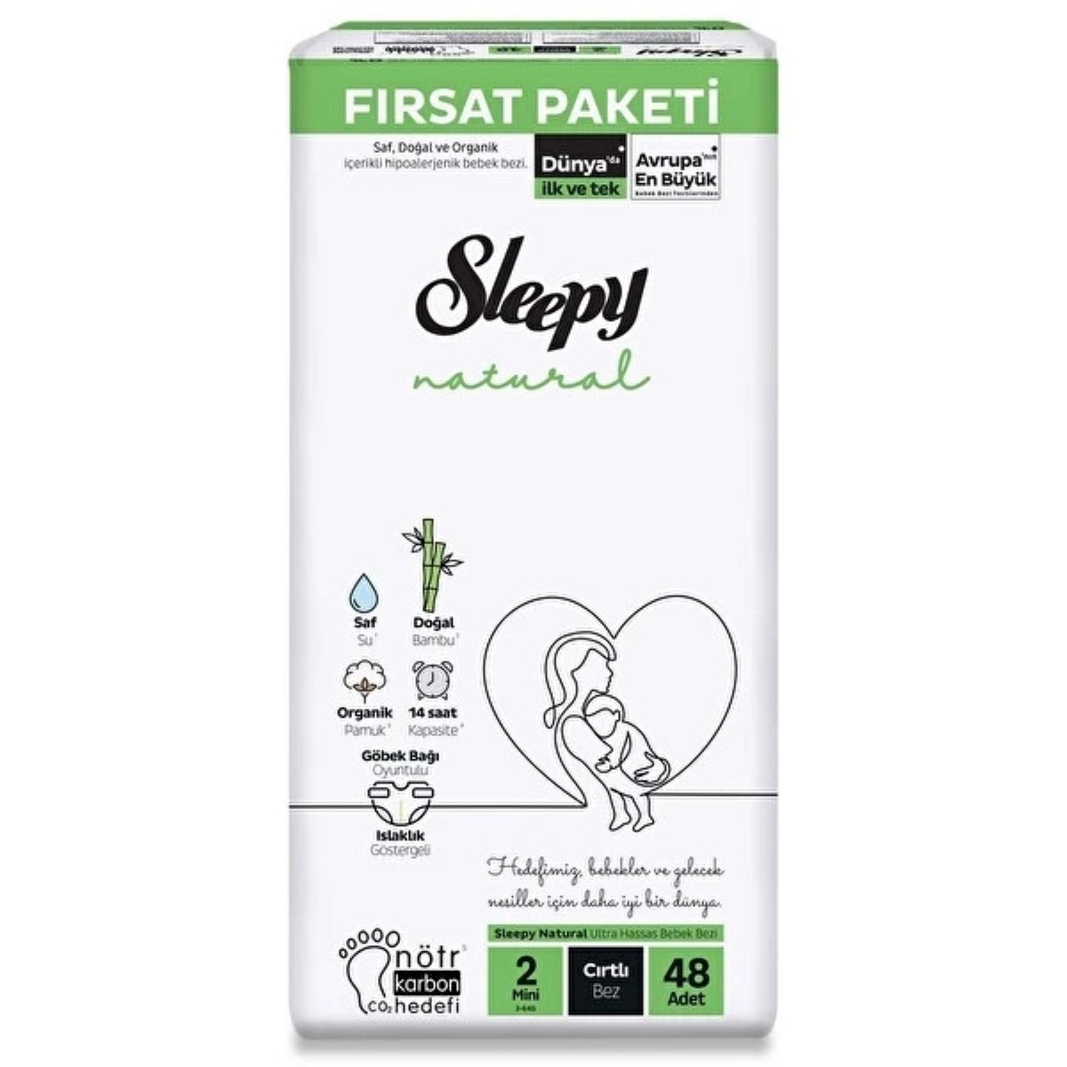 Sleepy Natural Fırsat Paket 2 Numara Mini Bebek Bezi 48 Adet