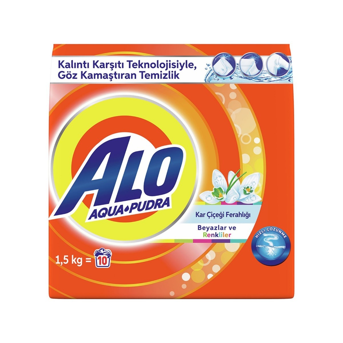 Alo Aquapudra Kar Çiçeği Ferahlığı Beyazlar ve Renkliler Toz Deterjan 1,5 Kg