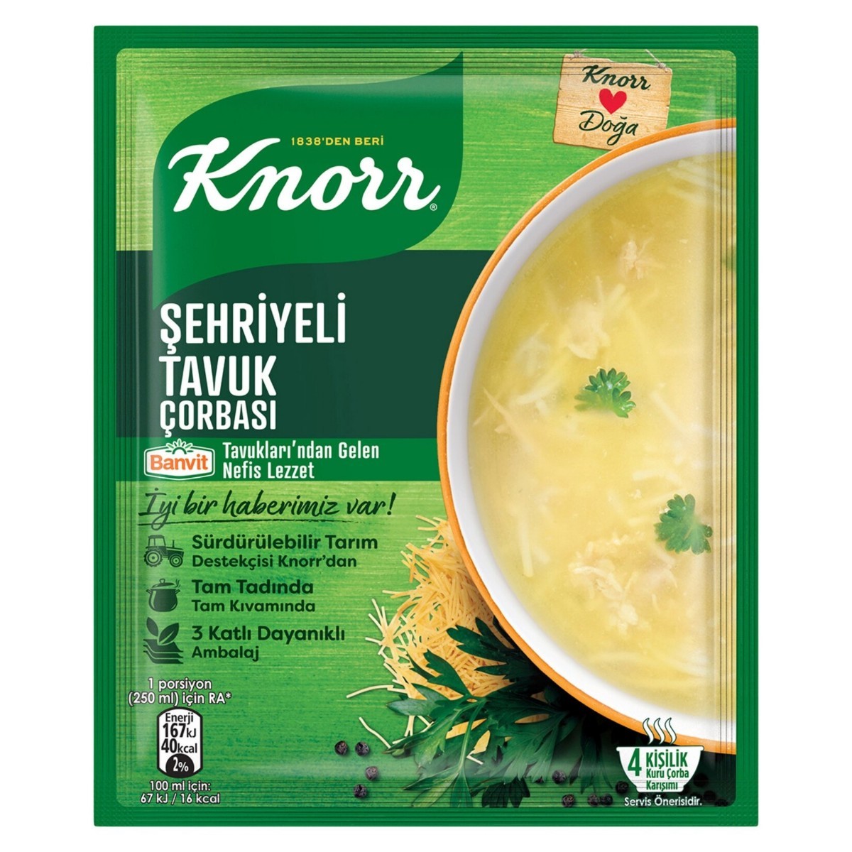 Knorr Hazır Çorba Şehriyeli Tavuk 4 Kişilik 51 Gr