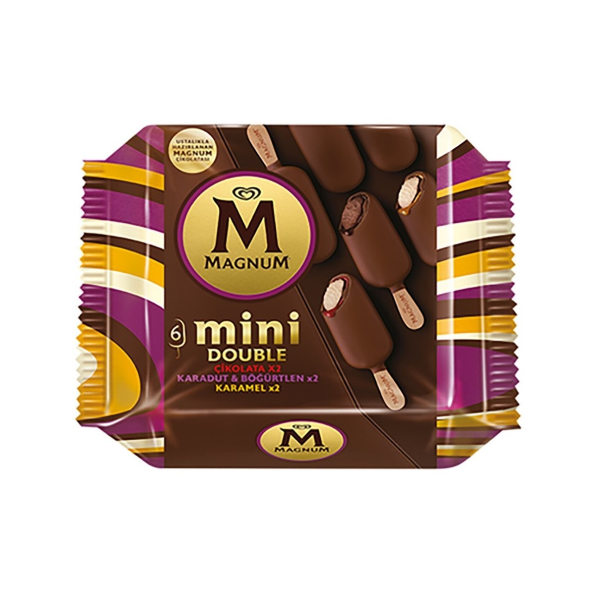 Magnum Mini Double Çikolata, Karadut & Böğürtlen, Karamel Dondurma (6'lı)