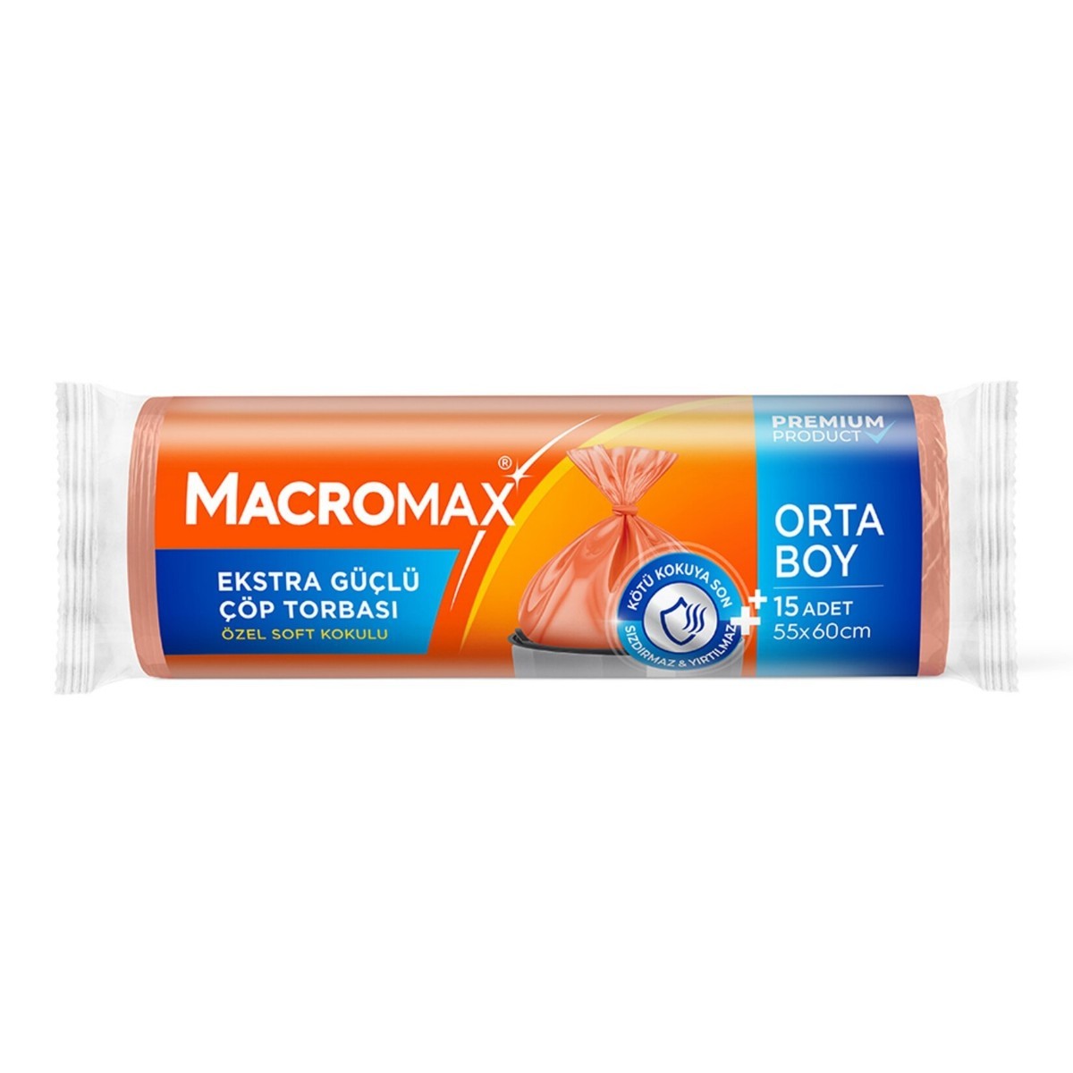 Macromax Extra Güçlü Çöp Poşeti Torbası Orta Boy 15'li