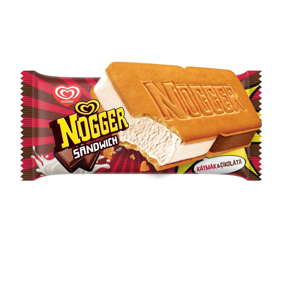 Algida Nogger Sandwich Çikolata Kaymak Dondurma 145 Ml