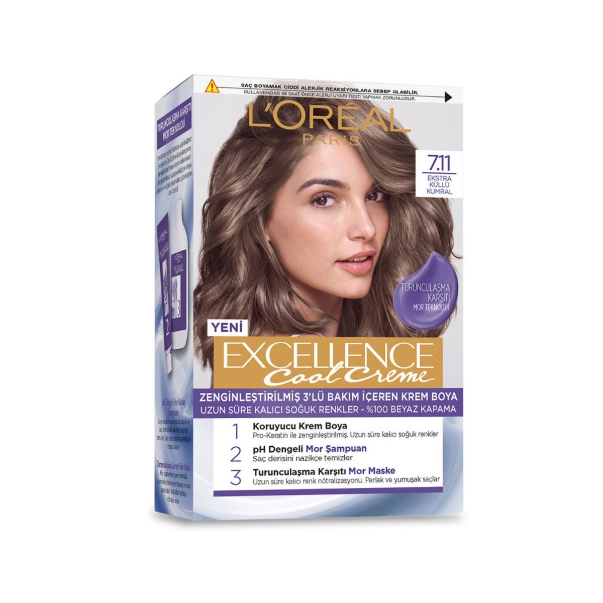 Loreal Paris Excellence Cool Creme Saç Boyası 7.11 Ekstra Küllü Kumral