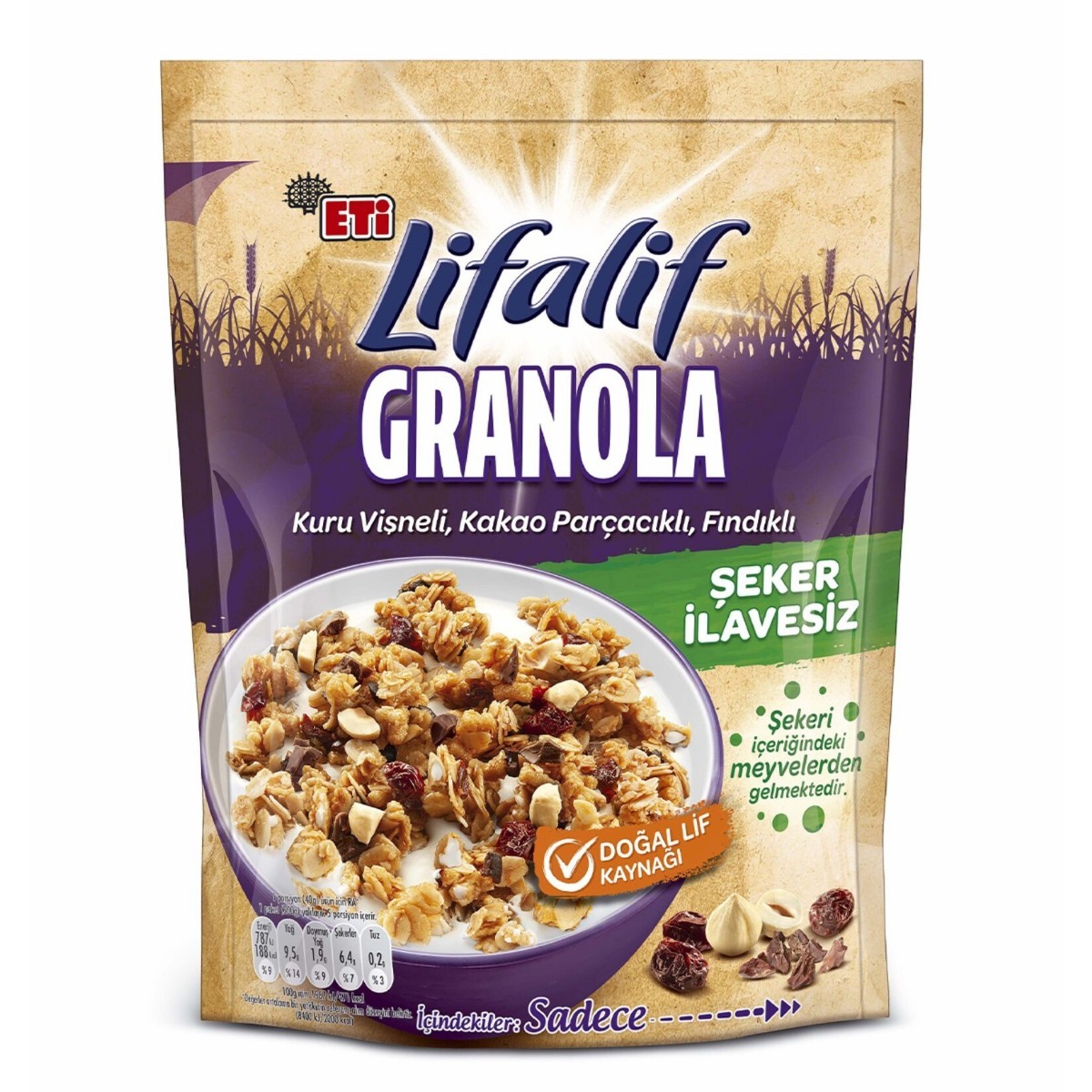 Eti Lifalif Kuru Vişneli, Kakao Parçacıklı, Fındıklı Granola 200 Gr