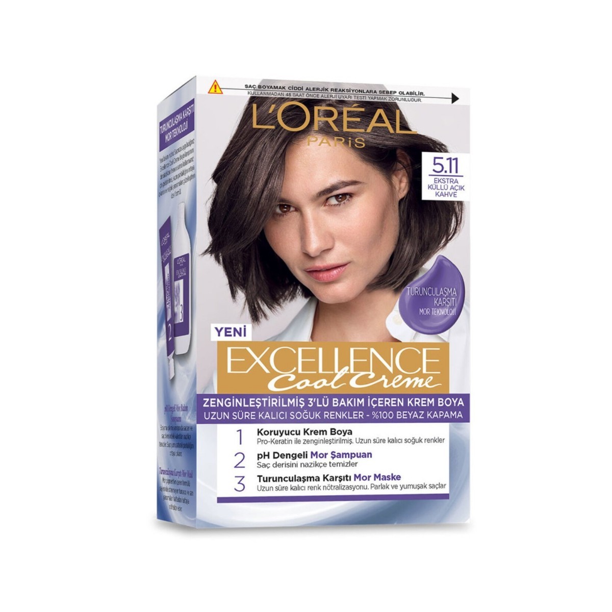 Loreal Paris Excellence Cool Creme Saç Boyası 5.11 Ekstra Küllü Açık Kahve