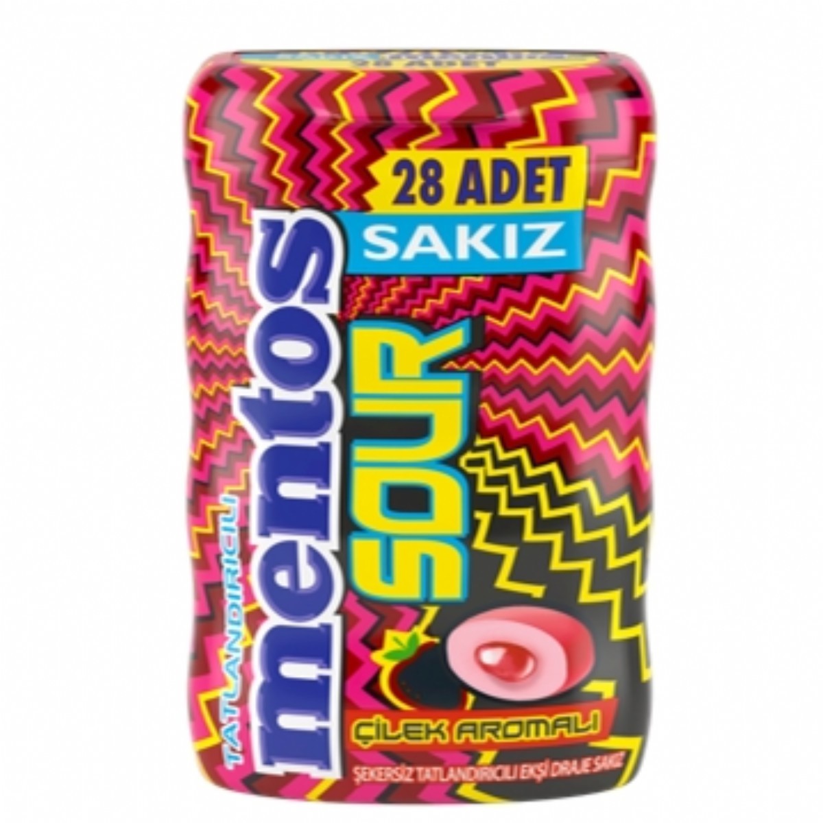 Mentos Sour Ekşi Çilek Aromalı Draje Sakız 56 Gr