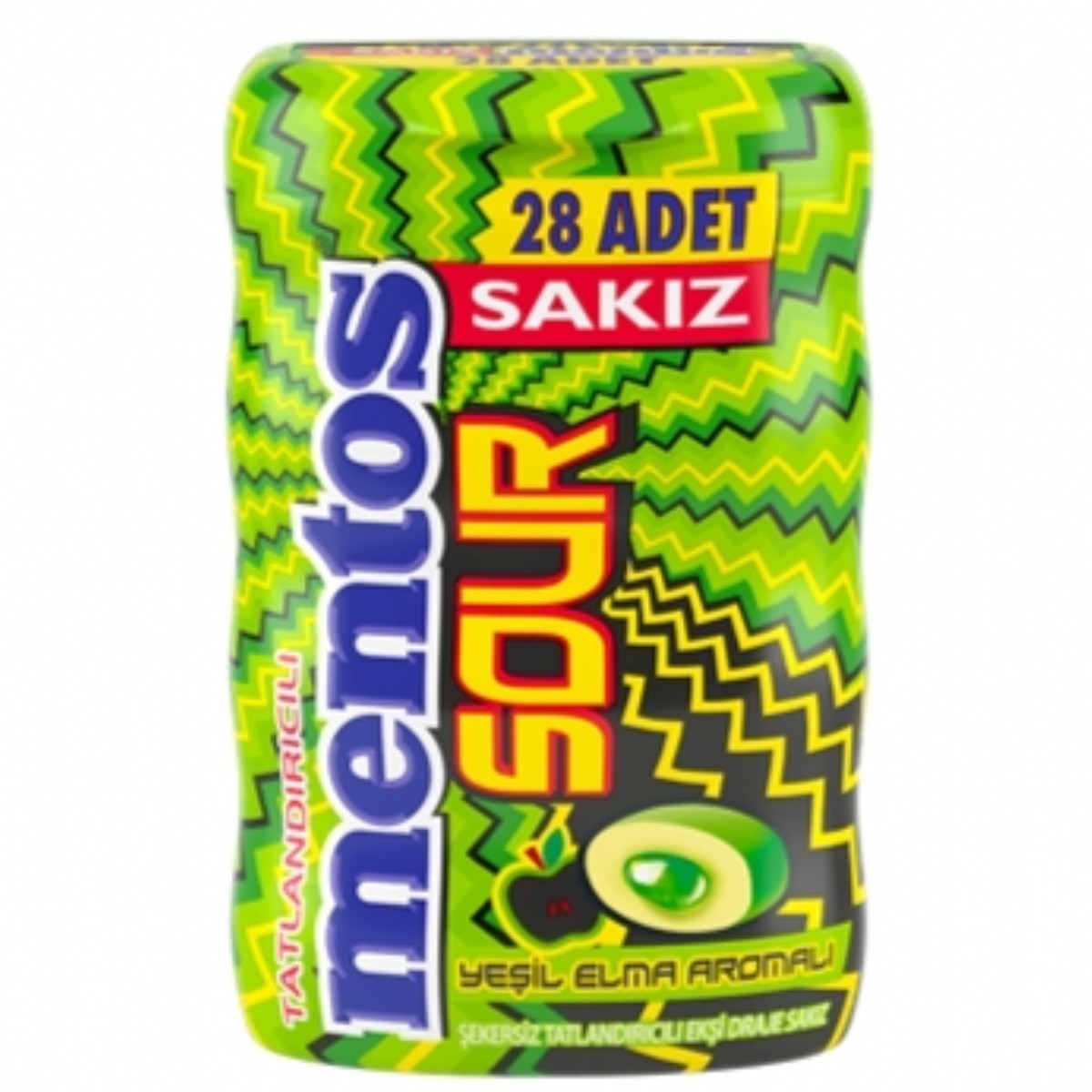 Mentos Sour Ekşi Elma Aromalı Draje Sakız 56 Gr