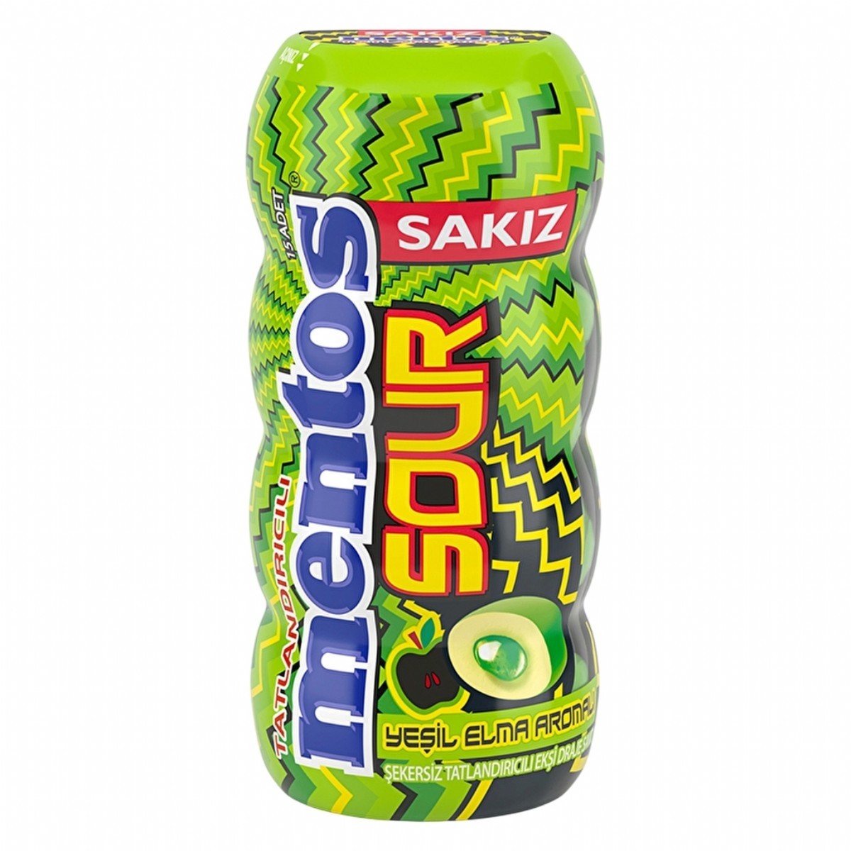 Mentos Sour Ekşi Elma Aromalı Draje Sakız 30 Gr