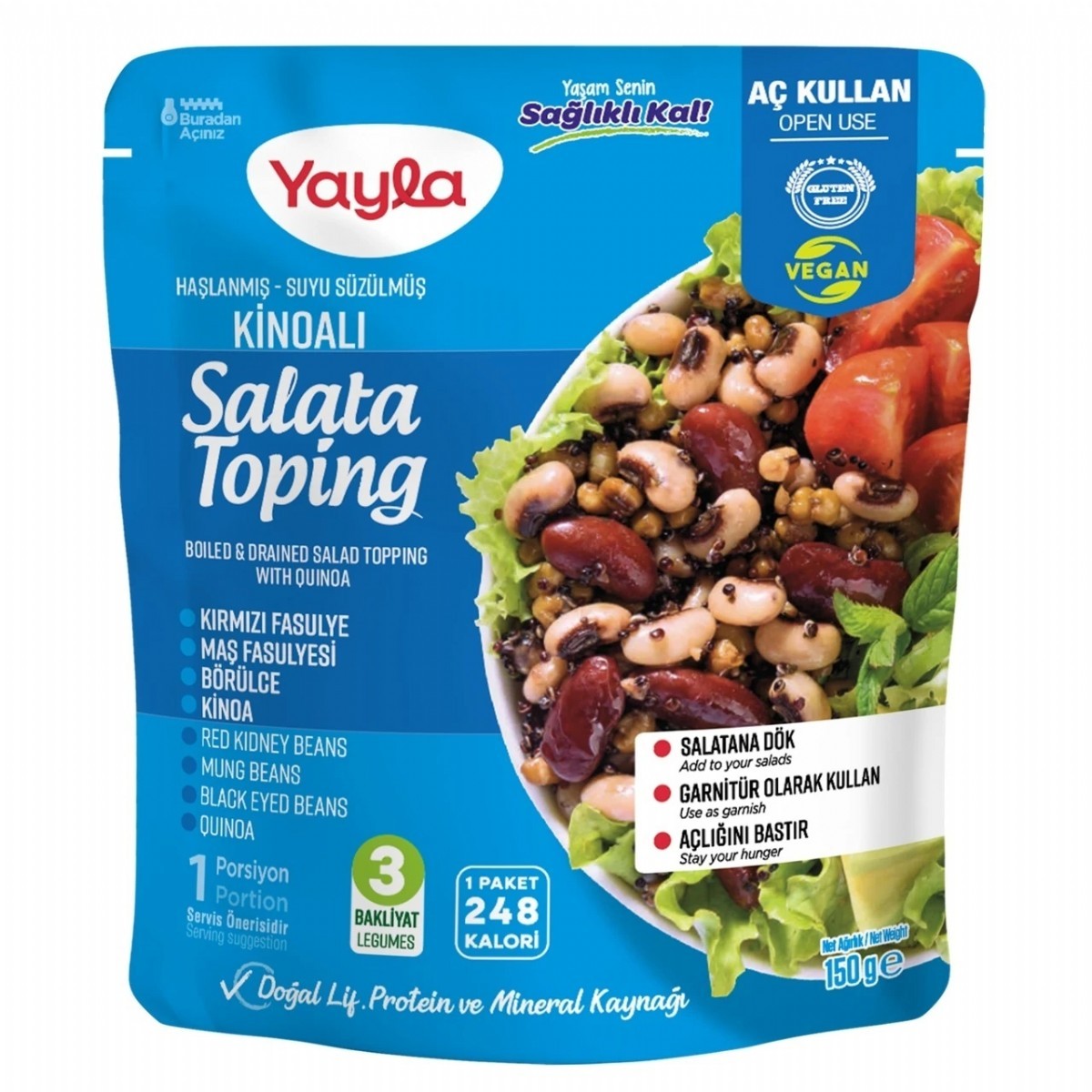 Yayla Haşlanmış Suyu Süzülmüş Kinoalı Salata Toping 150 Gr