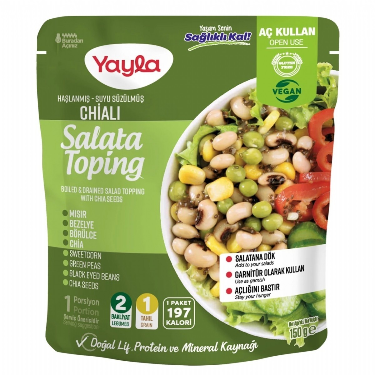 Yayla Haşlanmış Suyu Süzülmüş Chialı Salata Toping 150 Gr
