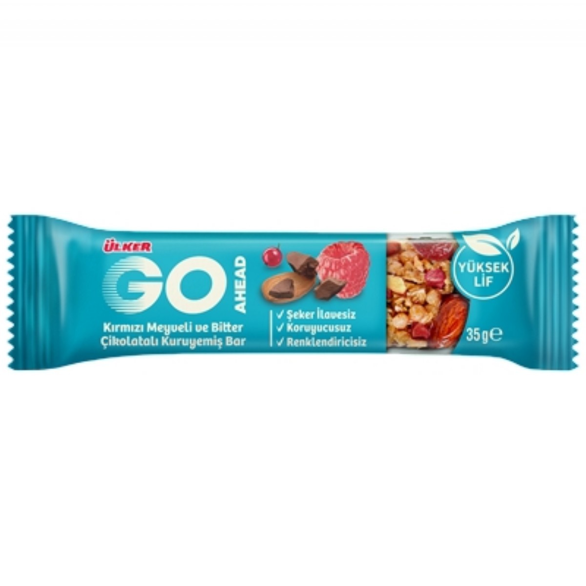 Ülker Go Ahead Kırmızı Meyveli Bitter Çikolatalı Kuruyemiş Bar 35 Gr