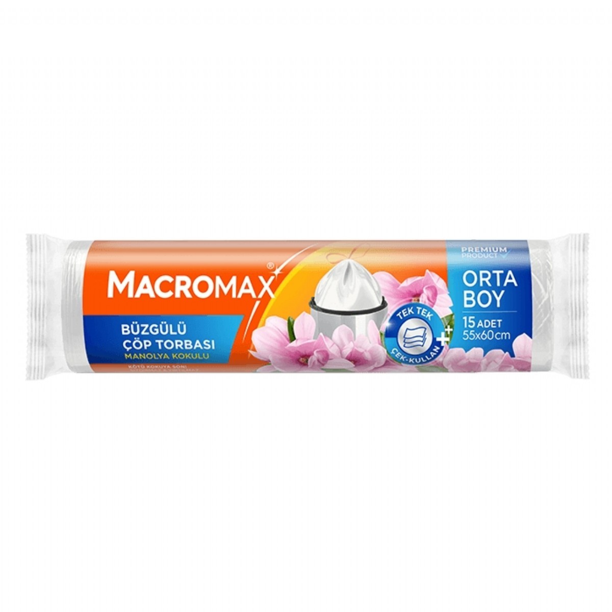 Macromax Manolya Kokulu Büzgülü Orta Boy Çöp Poşeti Torbası 15li
