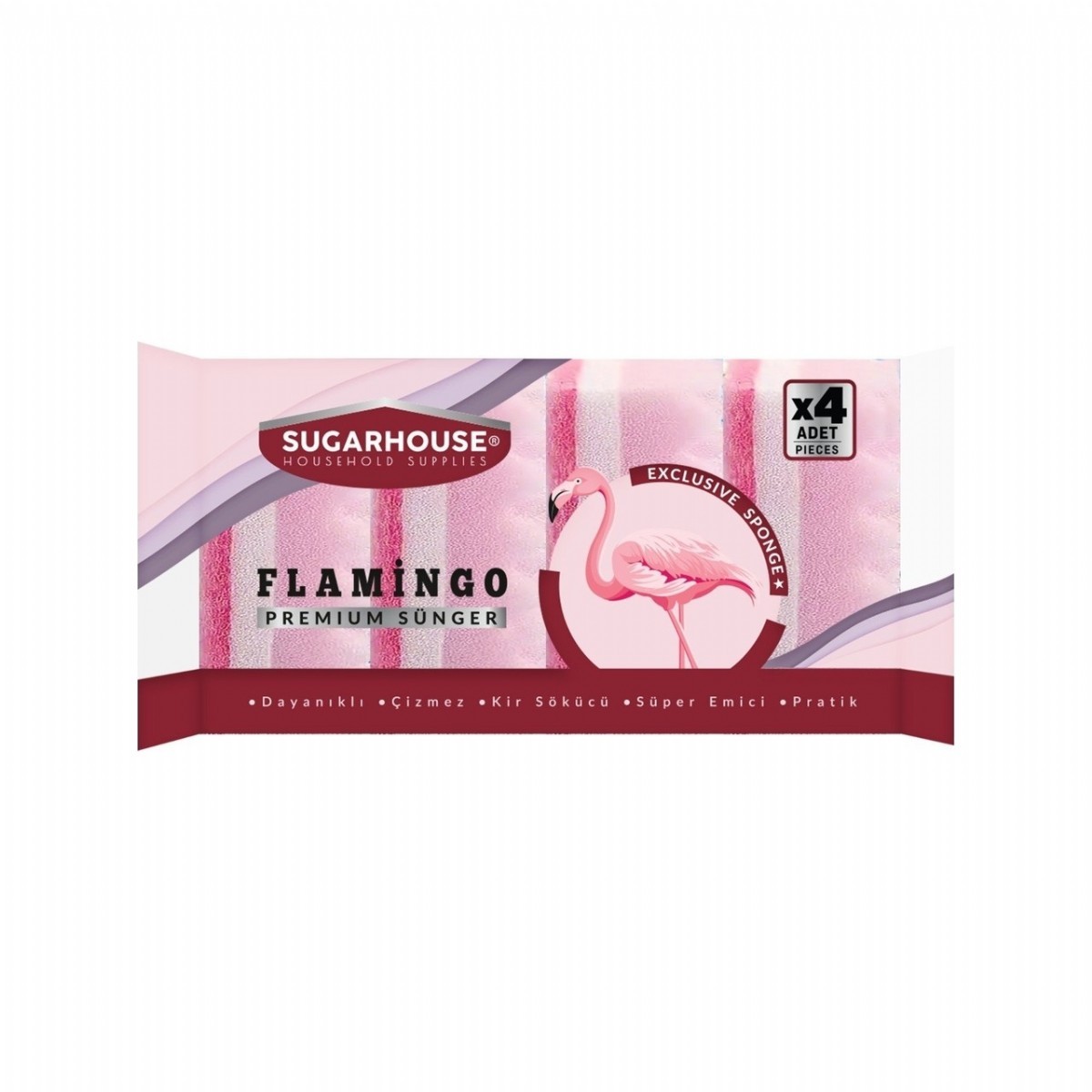 Sugar House Flamingo Bulaşık Süngeri 4 lü