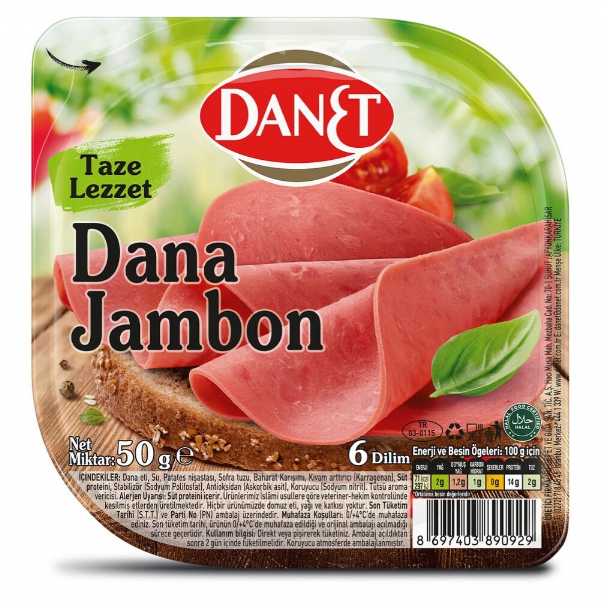 Danet Dilimli Dana Jambon 50 Gr
