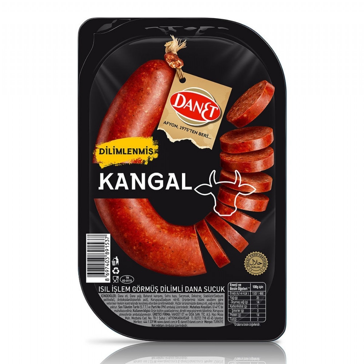 Danet Dilimli Dana Sucuk 250 Gr