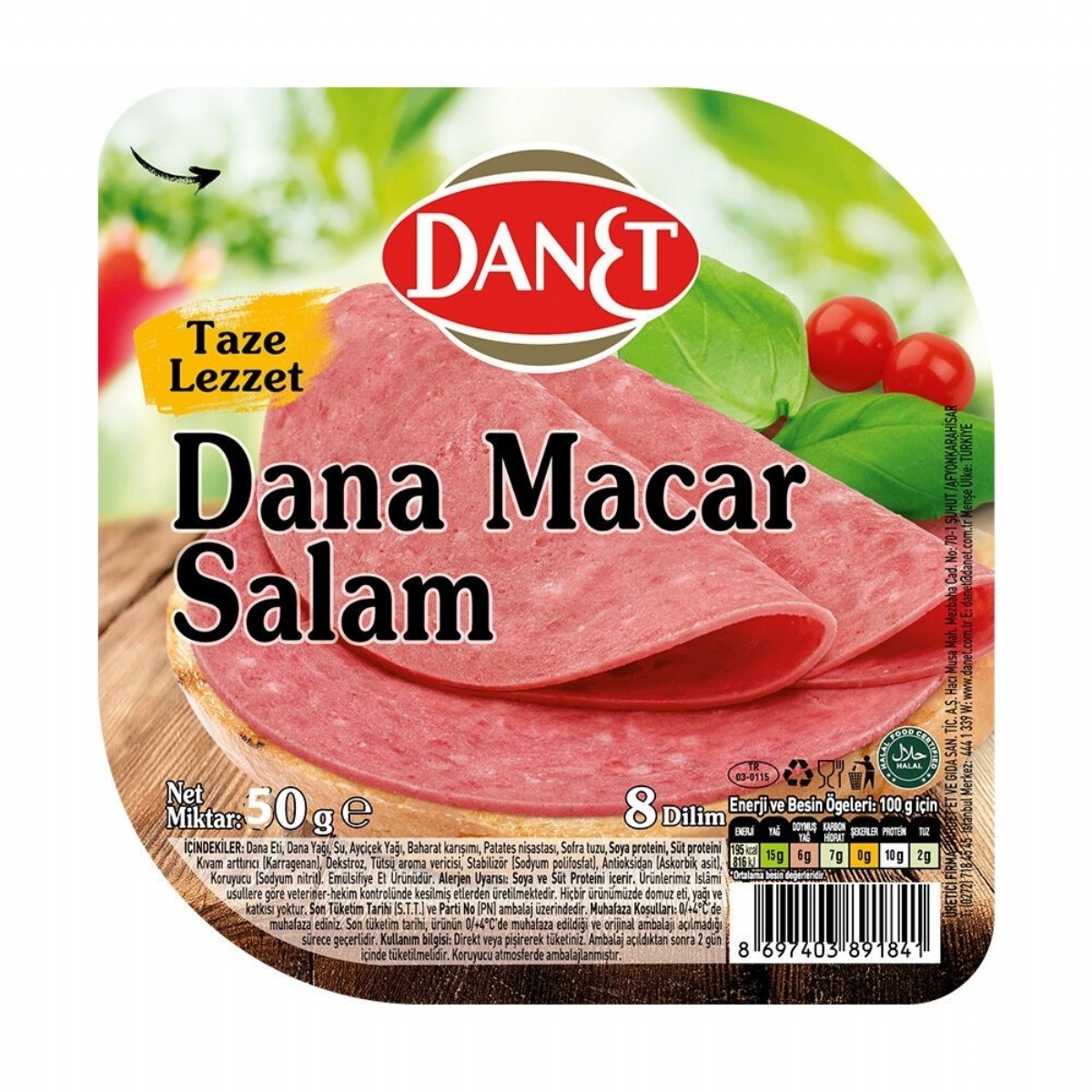 Danet Dilimli Dana Macar Salam 50 Gr