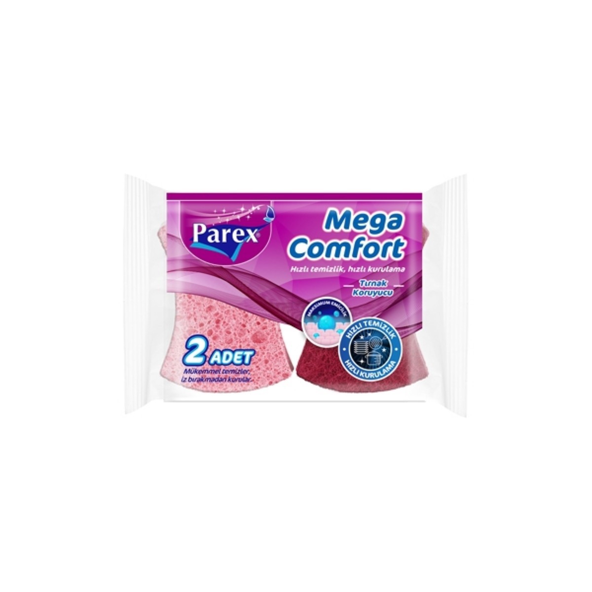 Parex Mega Comfort Oluklu Bulaşık Sünger 2li