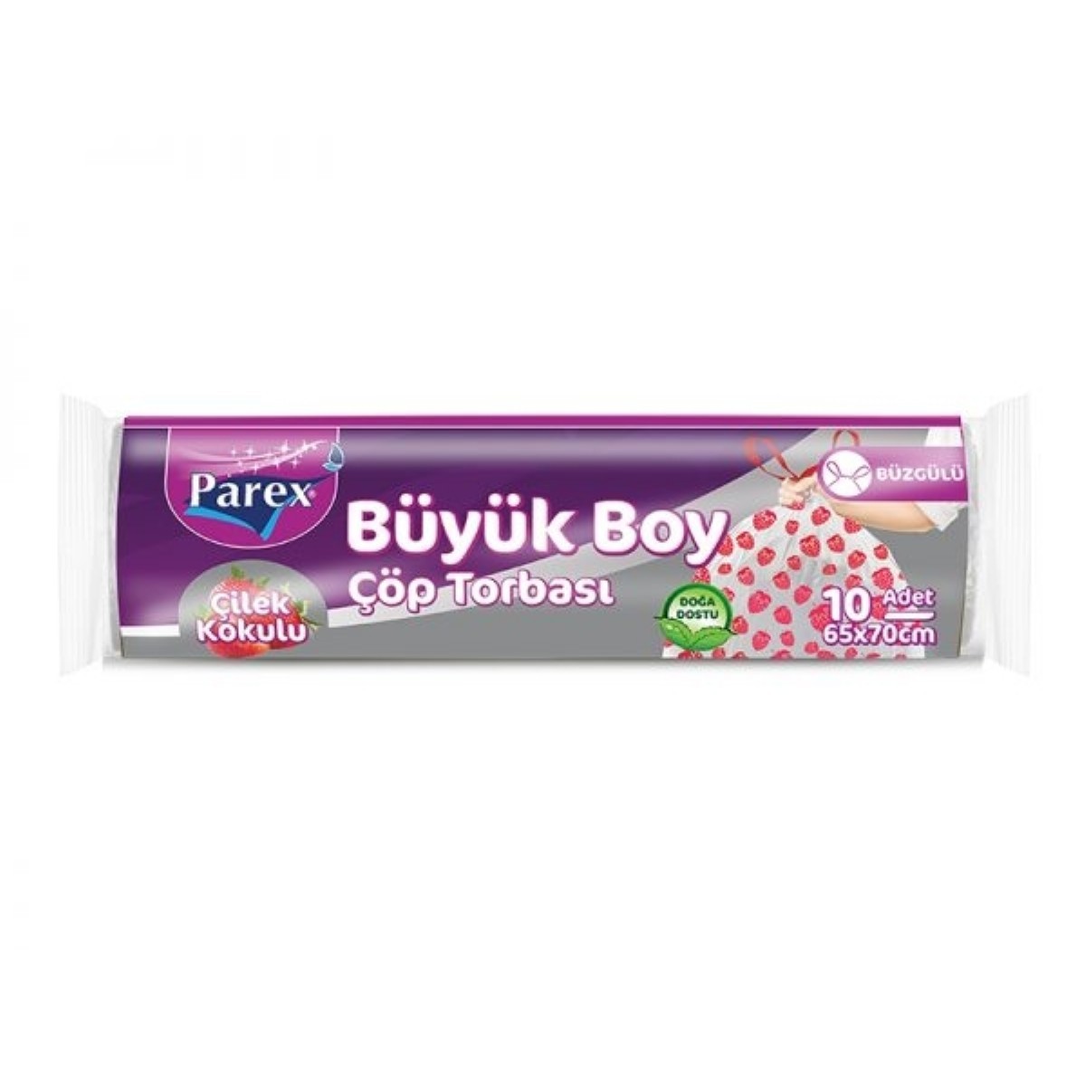 Parex Çilek Kokulu Büzgülü Büyük Boy Çöp Poşeti Torbası 10 Lu