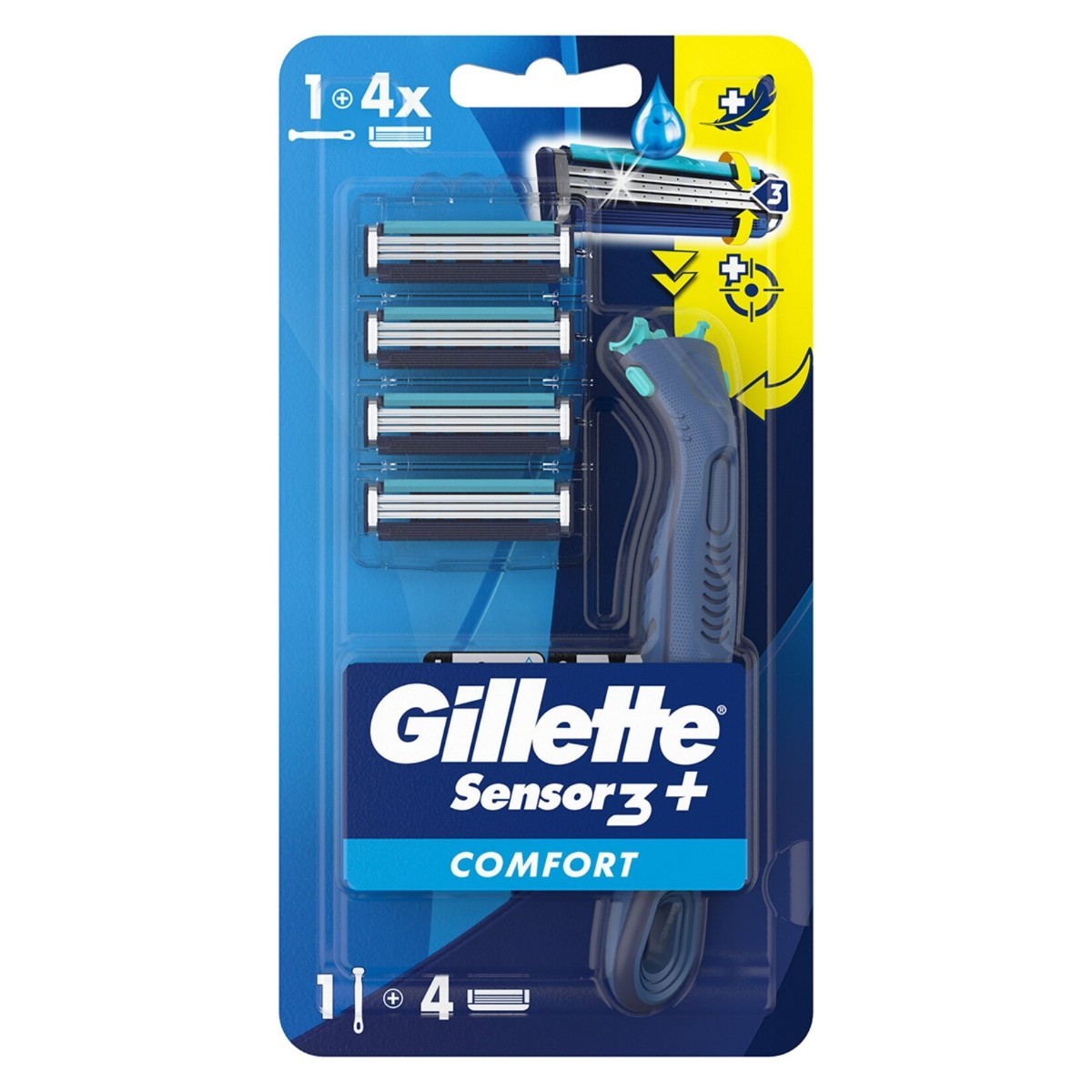 Gillette Sensor3+ Comfort 4lü Yedek Bıçağı Başlıklı Tıraş Makinesi