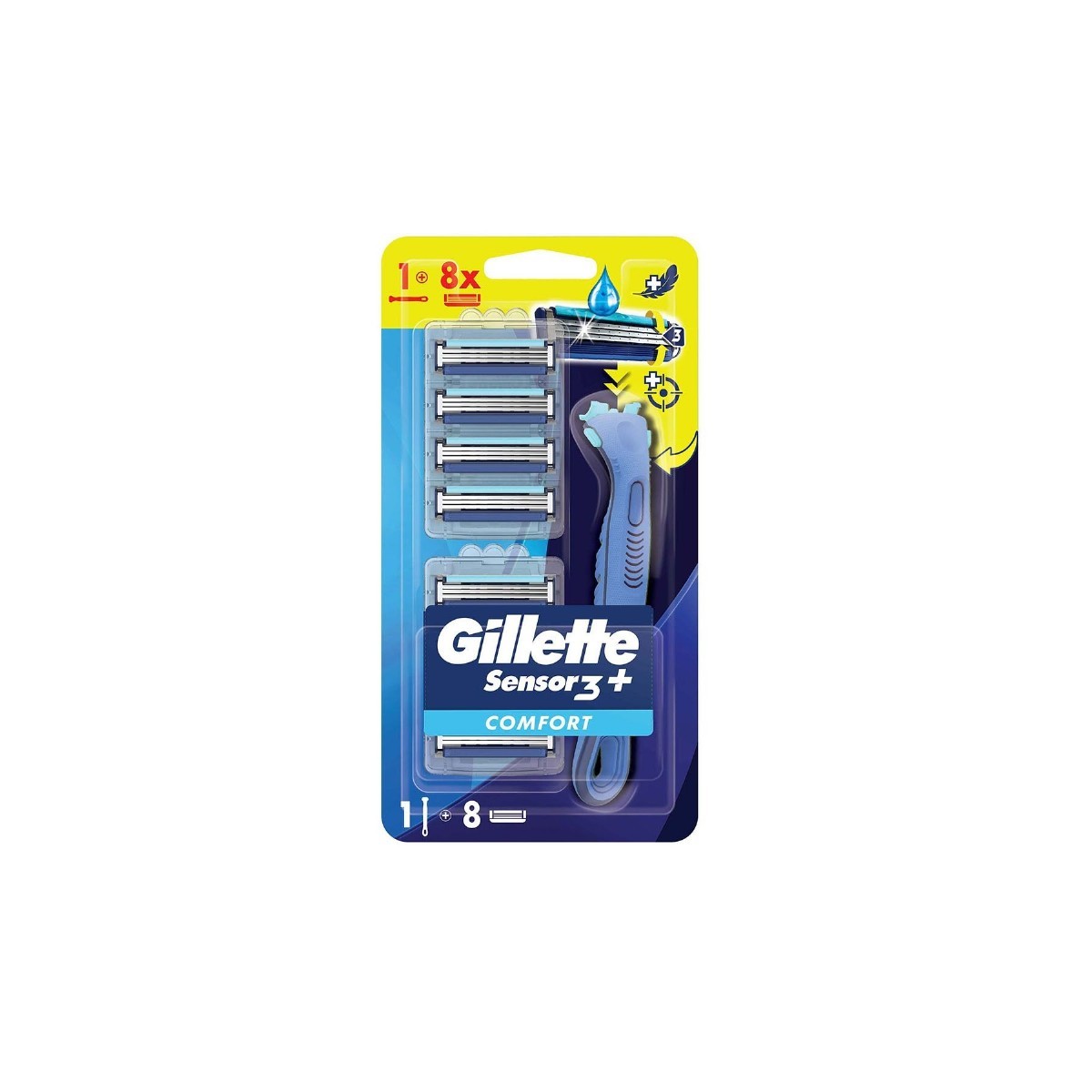 Gillette Sensor 3 Plus Comfort Makine + 8 Yedek Bıçak