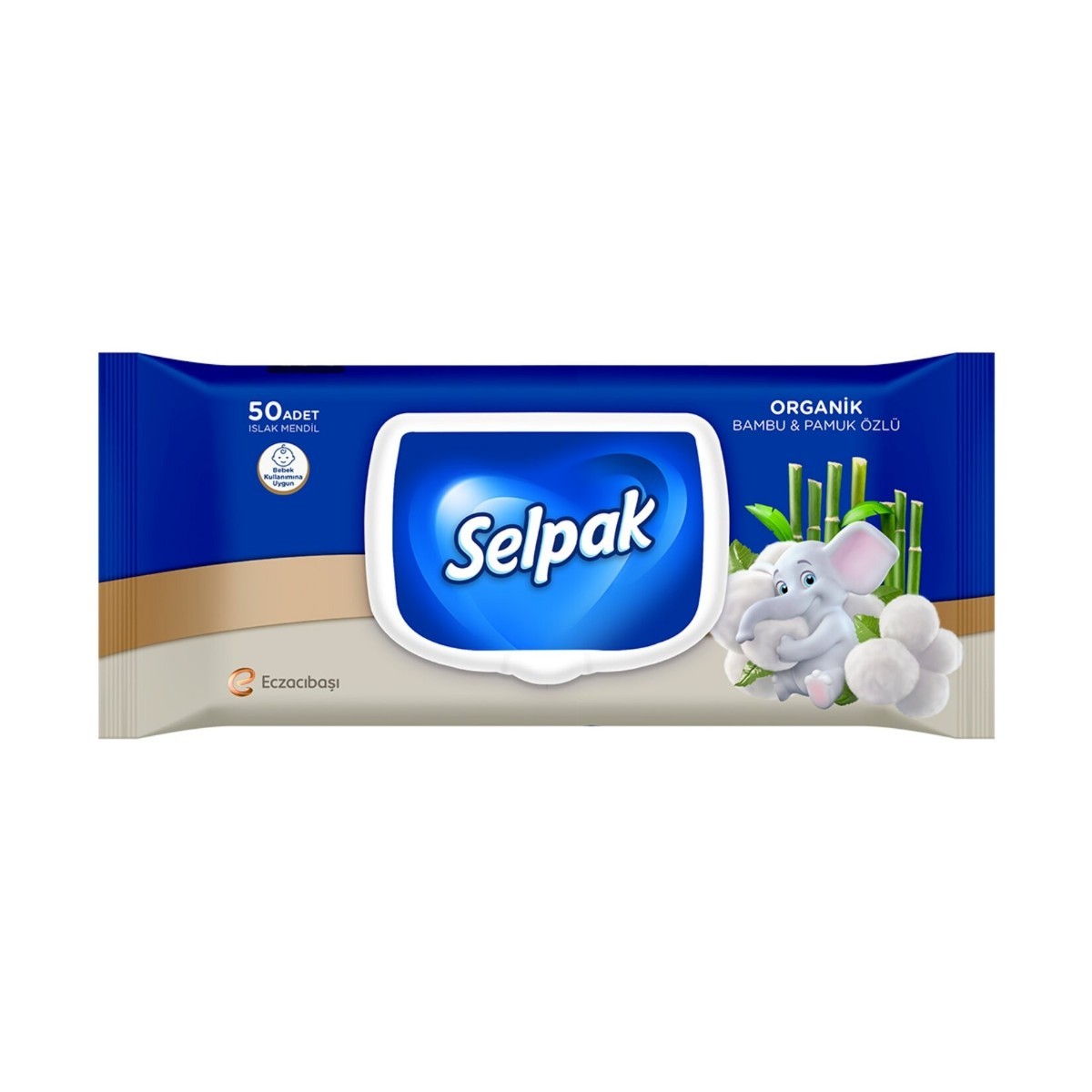 Selpak Organik Bambu Özlü  Pamuk Özlü Islak Mendil 50li