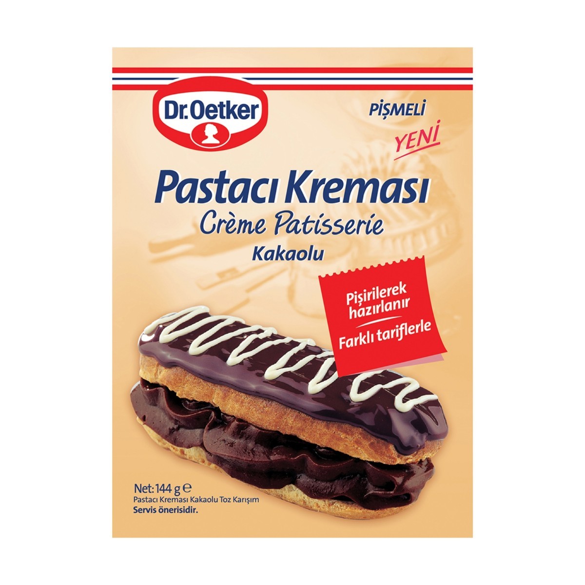 Dr.Oetker Pişmeli Pastacı Kreması Kakaolu 144 Gr
