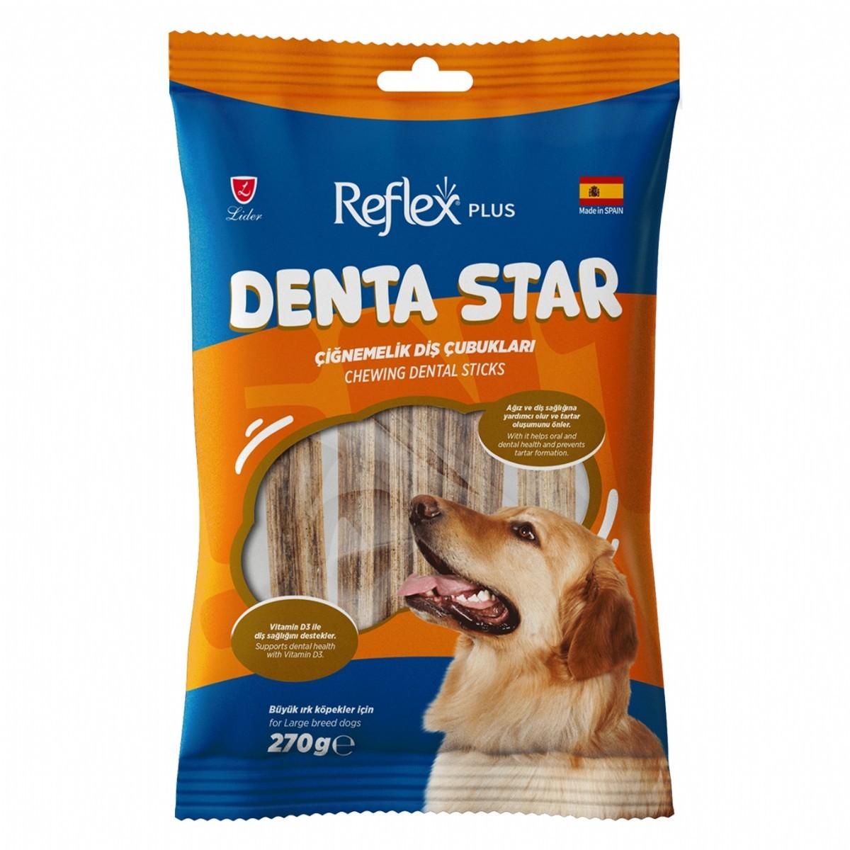 Reflex Plus Çiğnemelik Diş Çubukları Büyük Irk Yetişkin Köpek Ödül Maması 270 Gr