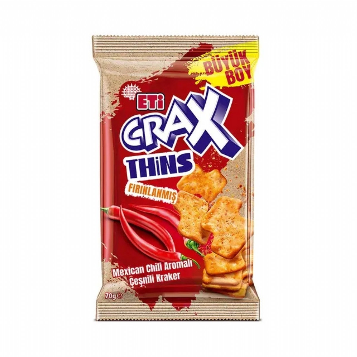Eti Crax Thins Mexican Chili Aromalı Kraker 70 Gr