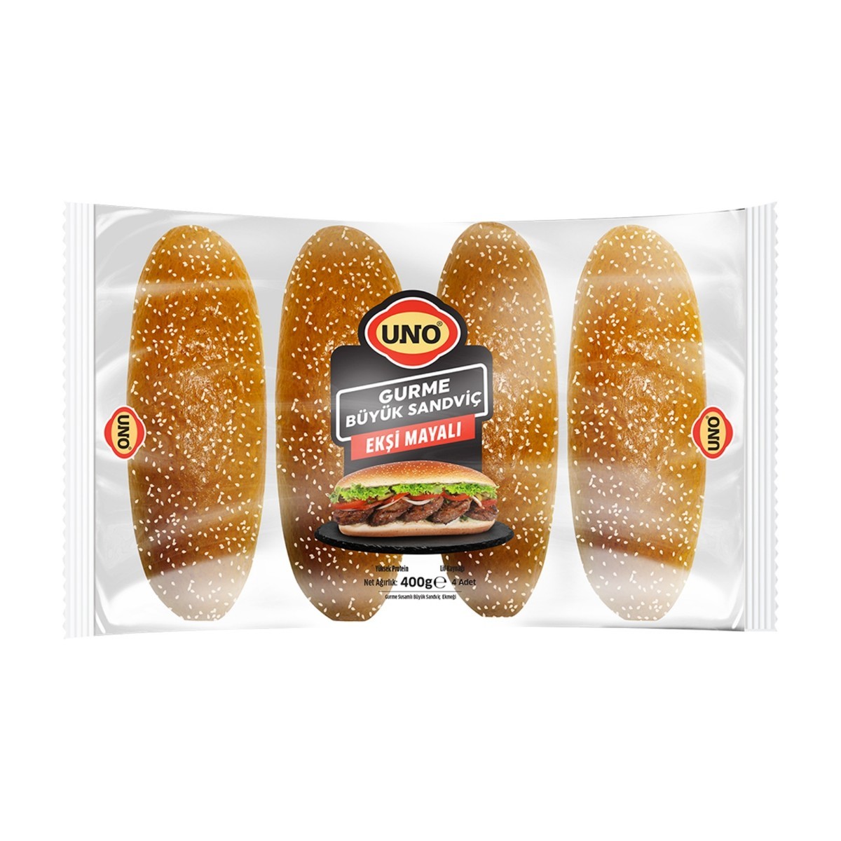Uno Gurme Ekşi Mayalı Büyük Sandviç Ekmeği 4lü 400 G