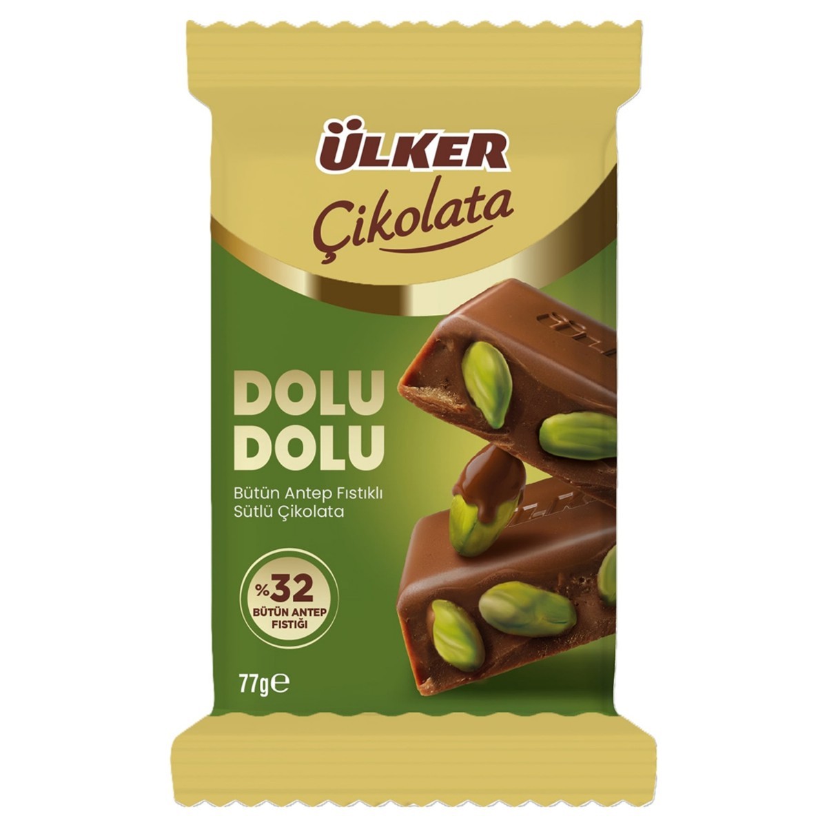 Ülker Dolu Dolu 32 Bütün Antep Fıstıklı Çikolata 77 Gr