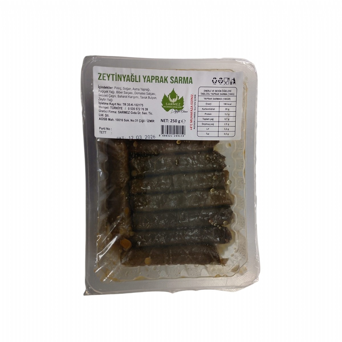 Sarmez Zeytinyağlı Yaprak Sarma 250 Gr