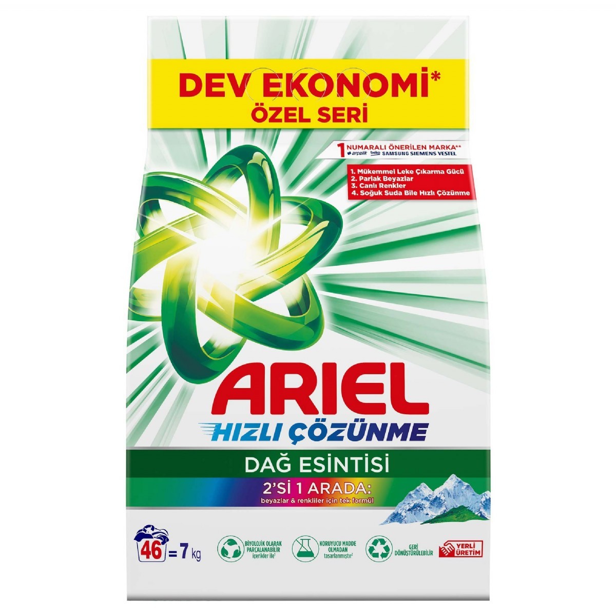 Ariel Dağ Esintisi Beyalar ve Renklilere Özel Toz Çamaşır Deterjanı 7 Kg